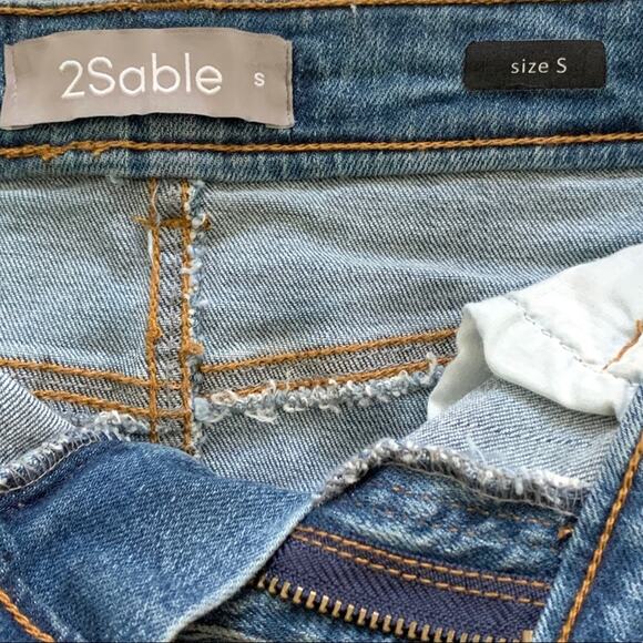 2Sable by Black Label Skirt Distressed Frayed Hem Denim Jean Mini Skirt Small - Picture 2 of 11